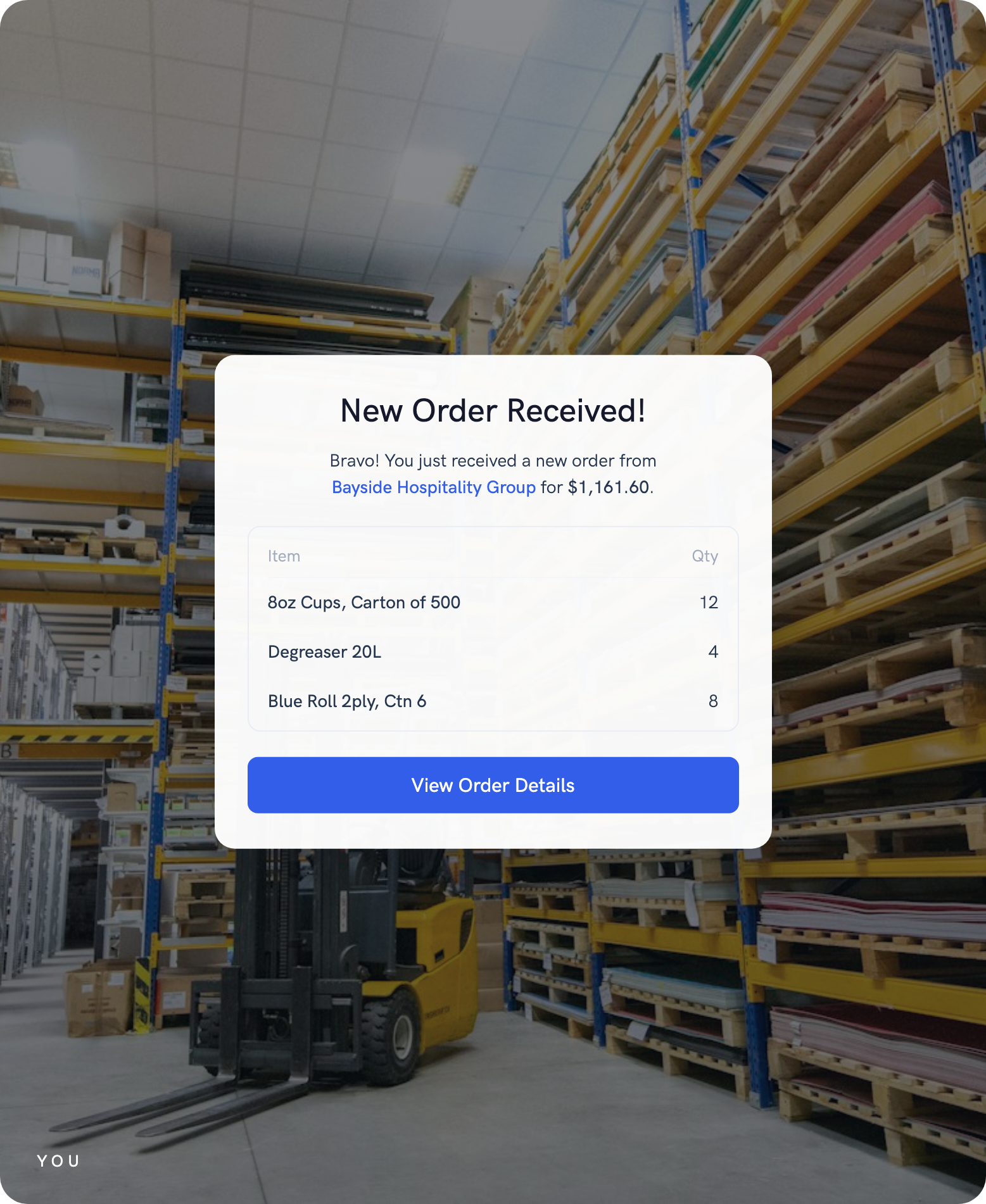 Wholesale ordering dashboard
